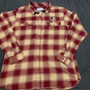 Men's Red and Cream Plaid Shirt Columbia